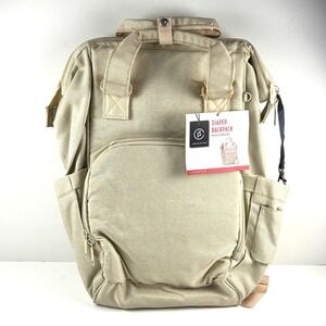 Live‎ In Style Diaper Backpack Unisex Tan NEW Recycled Polyester Multi Pocket